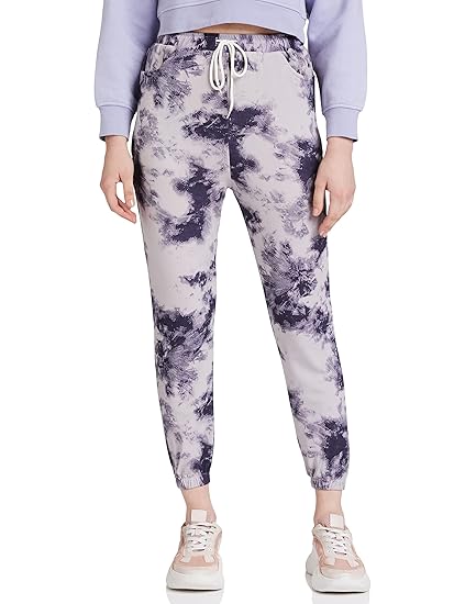 Women's Tie-Dye Joggers Strechable Pants Treggings|Regular Fit Casual Joggers for Women|Straight Relaxed Fit Trousers|Gym Capri Pants for Women Running Track, Black