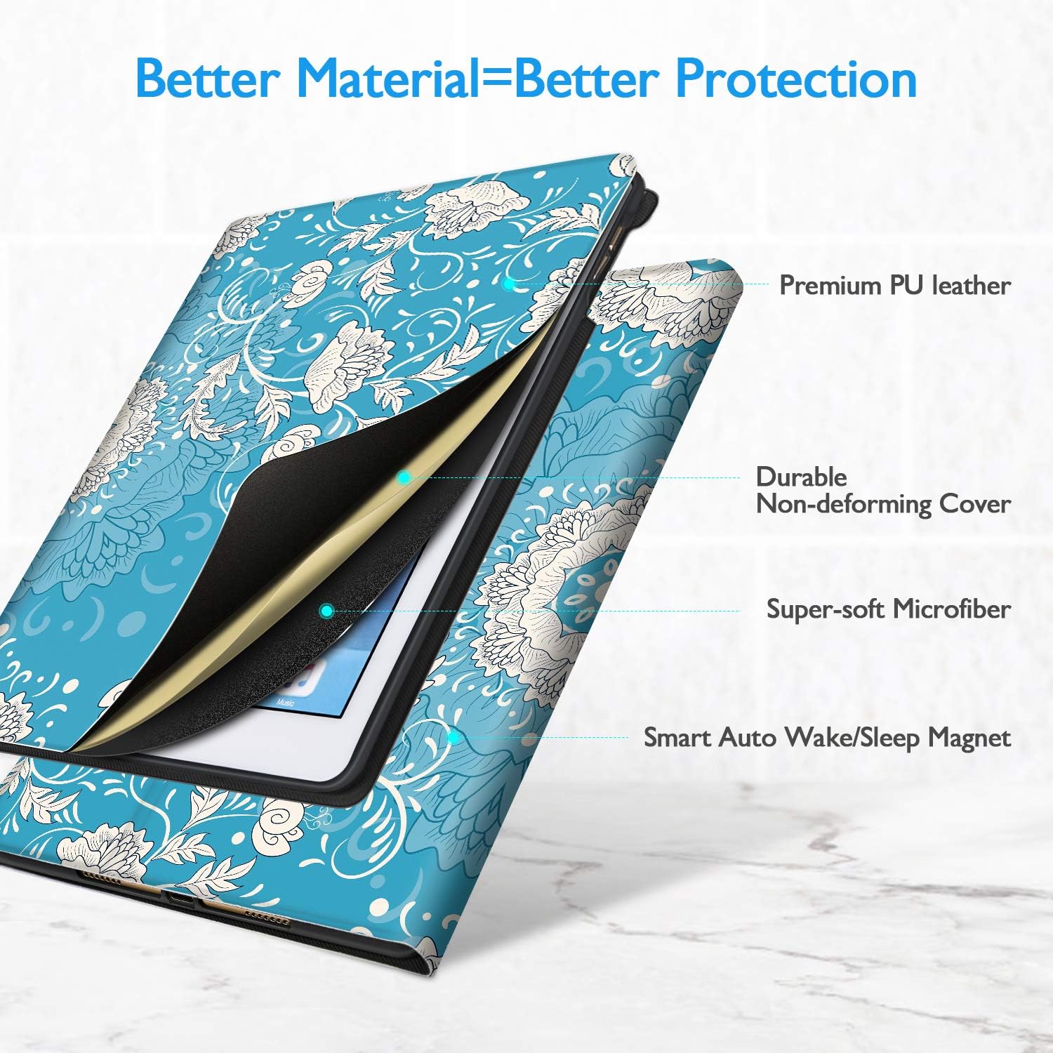 ANERIMST Case for iPad 9th/8th/7th Generation, Compatible with iPad 10.2 inch 2021 2020 2019, Multi-Angle Viewing, Soft TPU Back, Auto Sleep/Wake, Protective Smart Cover for Women Girls (Pattern)