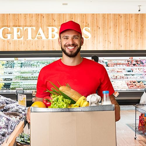 Miniatura 5 de ZEAYEA Paquete de 10 bolsas de envío aisladas, 13.2" x 8.7" x 13.2" forros térmicos para cajas para alimentos congelados y calientes, bolsas