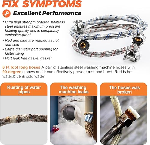 Miniatura 8 de 4681EA2001T Bomba de drenaje de lavadora Motor OEM y arandela Mangueras de acero inoxidable con codos de 90 grados por Beaquicy