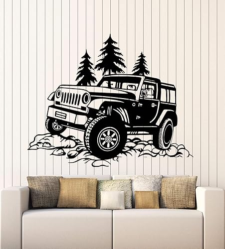 Vinilo adhesivo de pared para Jeep SUV ATV Power Big Machine Calcomanías de viaje Mural Decoración grande (g5518) Negro