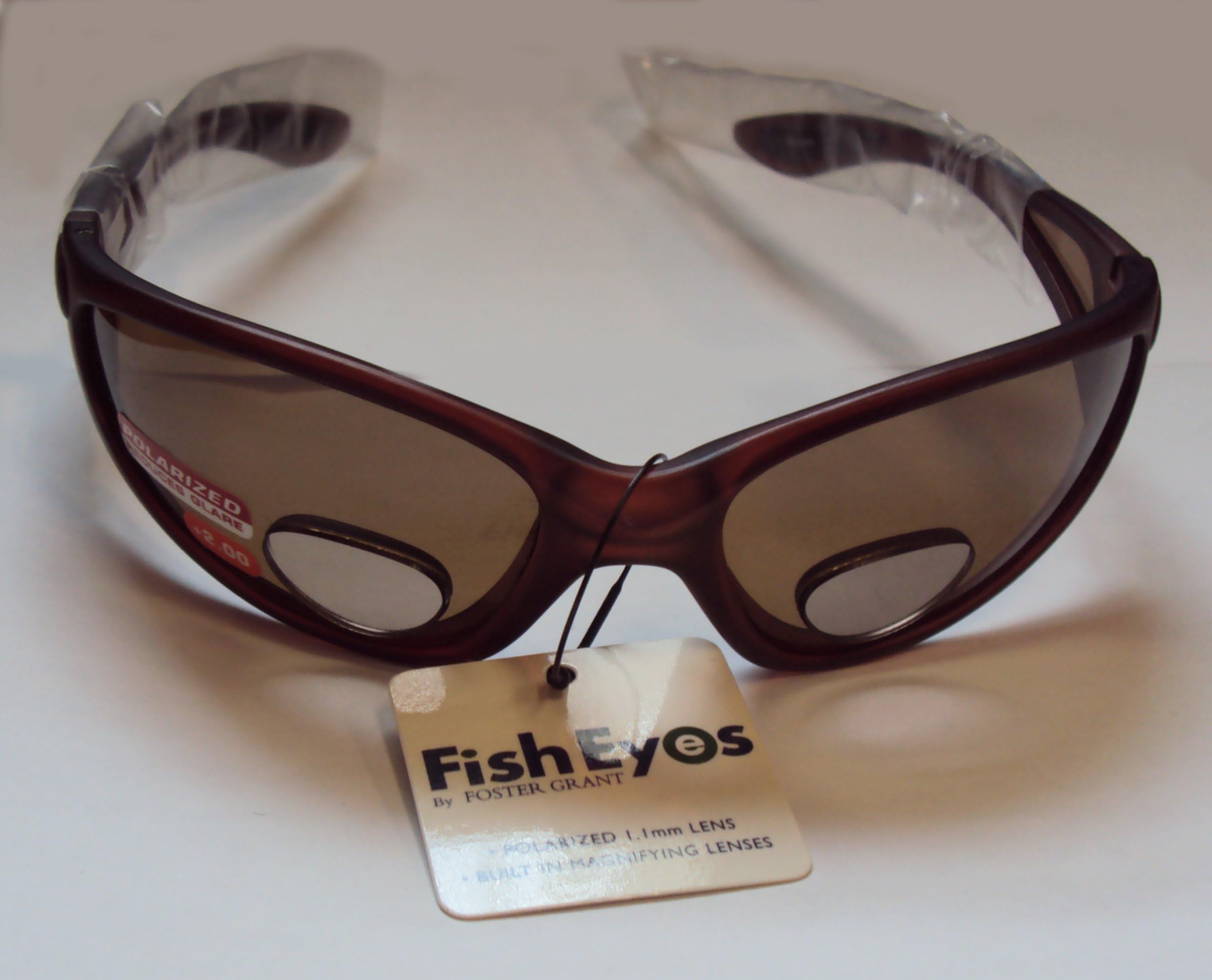 Fish Eyes +2.00,Polarized 1.1 Mm Lens,built in Magnifying Lenses,Brown Color.