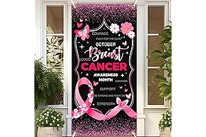 Breast Cancer Awareness Door Banner Backdrop Decorations: Ribbon of Hope and Strength