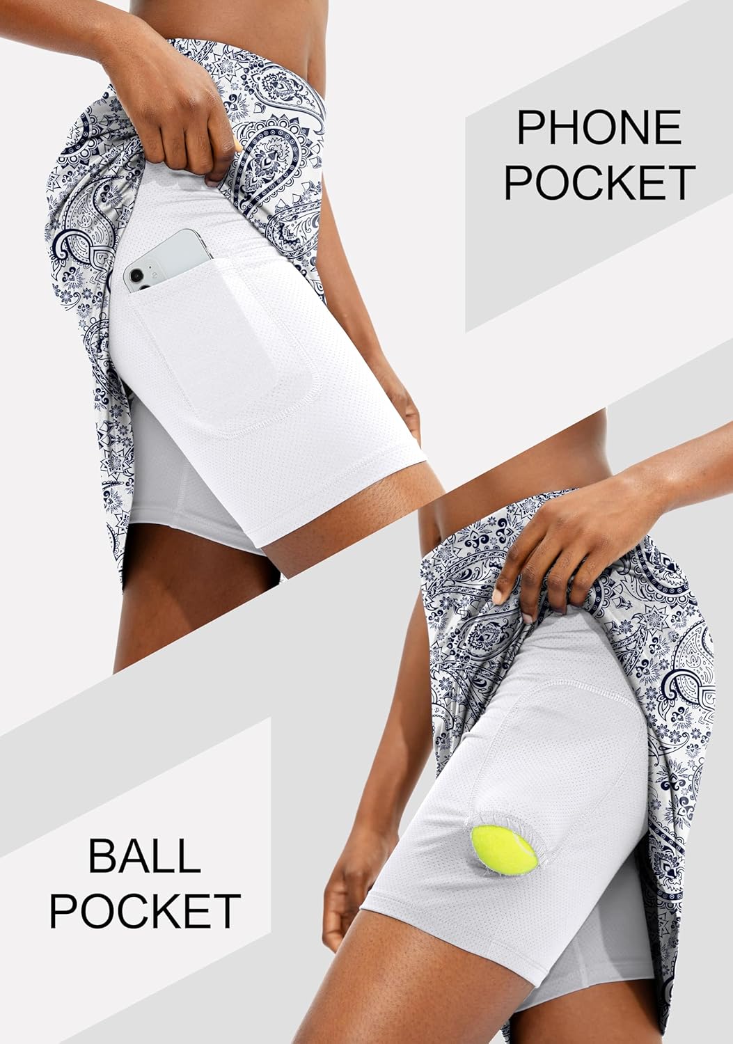 Viodia Women's 20" Knee Length Skorts Skirts UPF50+ Athletic Tennis Golf Skirt for Women Casual Summer Skirts - Image 3