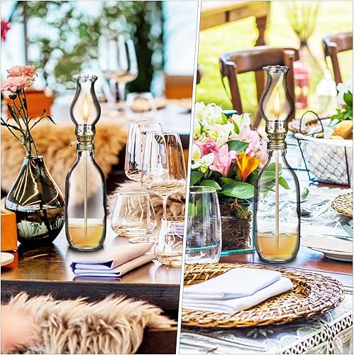 Miniatura 9 de 1 juego de lámpara de aceite de vidrio transparente de 1.7 x 3.5 pulgadas para chimenea, lámpara de aceite para chimenea, luz de huracán de repuesto