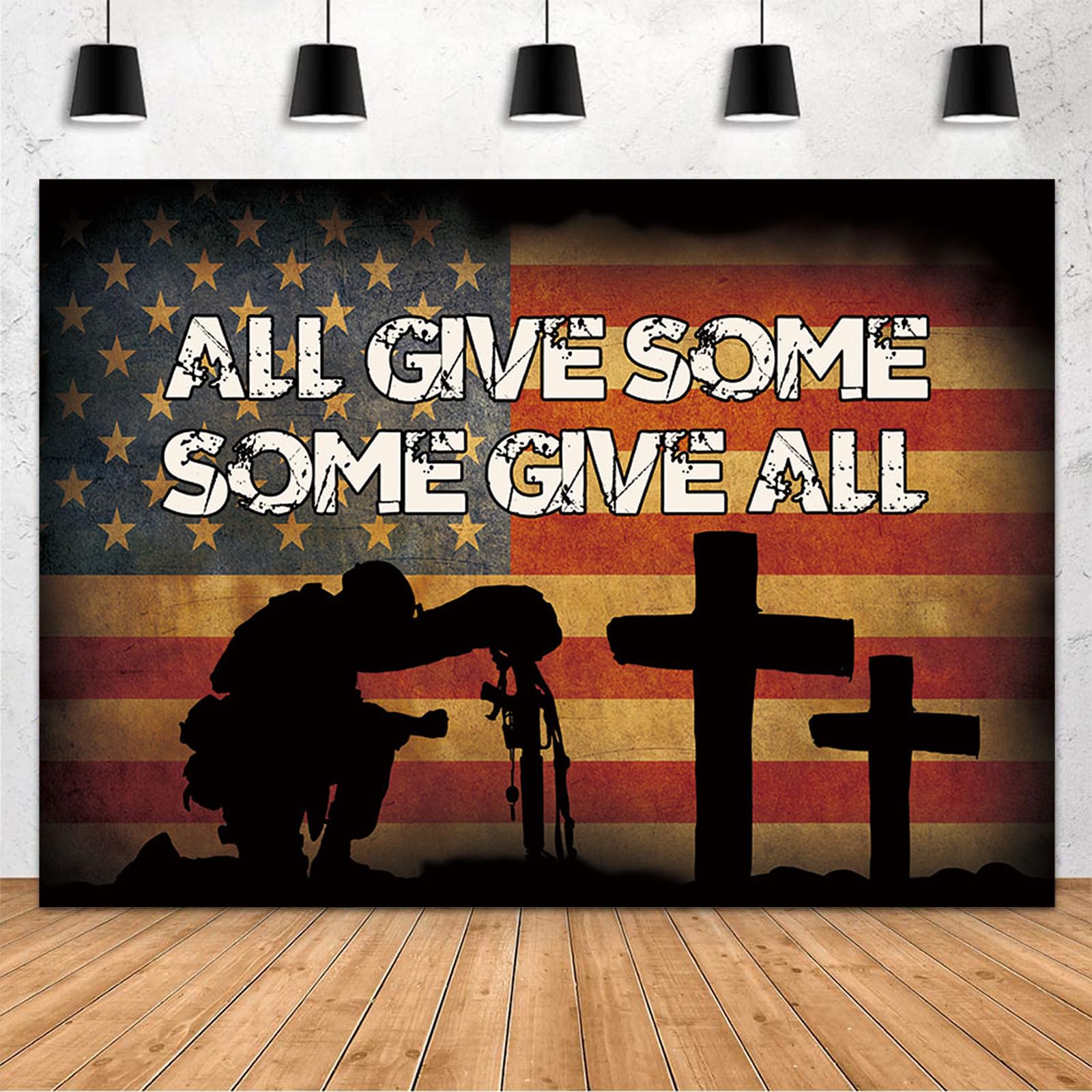 MEHOFOND All Gave Some Some Gave All Backdrop 4th of July Independence Day Decorations Banner USA Flag Double Memorial Day Patriotic American Veteran