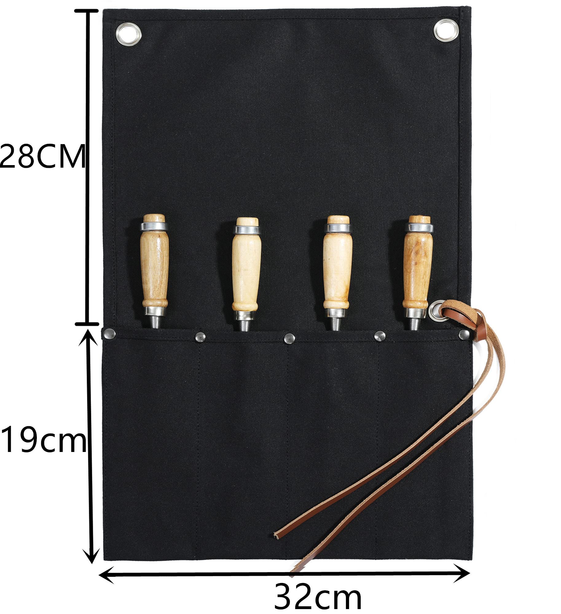 Bolsa De Herramientas Enrollable Resistente Con 2 Bolsas Des Negro | Envío Gratis