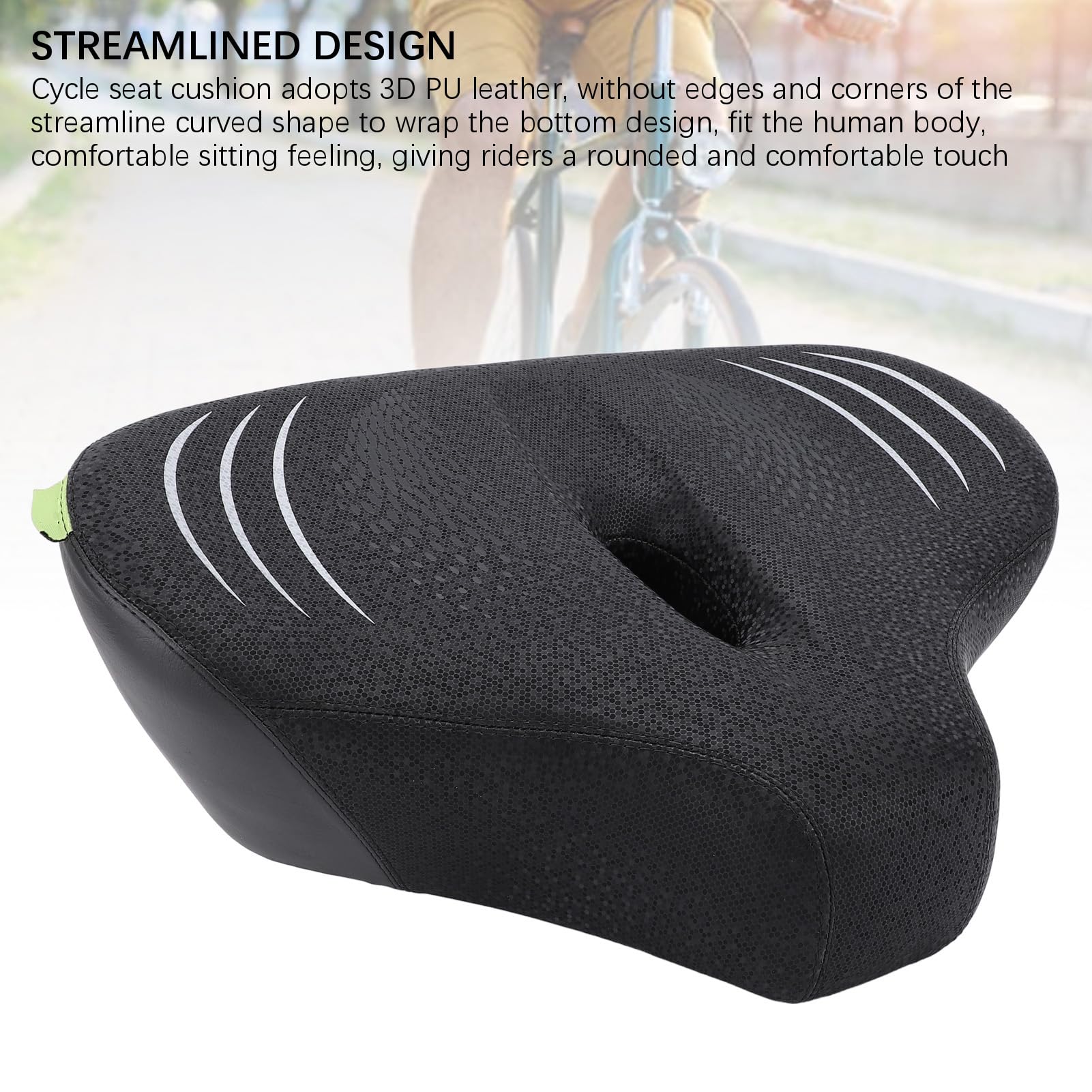 Fahrradsitzkissen, Fahrradsitzkissen, Breite, Verdickte Stoßdämpfung mit 3D-PU-Leder und Hohler Luftführung für Fahrradfahren, Radfahren Im Innen- und Außenbereich