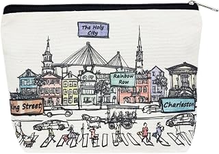 Cities Around the World Artwork Cosmetic Bag Series – Designed in USA, Travel Makeup Bag with Zipper, Souvenir Gift for Women, Artwork Organizer for Purse or Toiletry (Charleston)