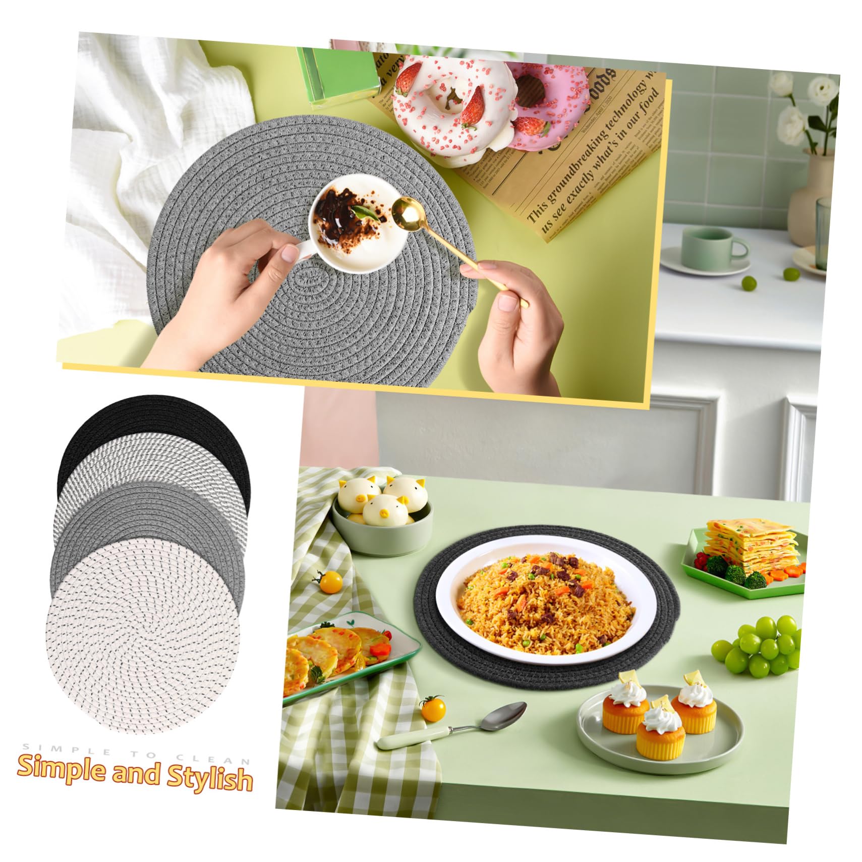 Corda di Cotone Tovagliette Rotonde 4 Pezzi Intrecciate