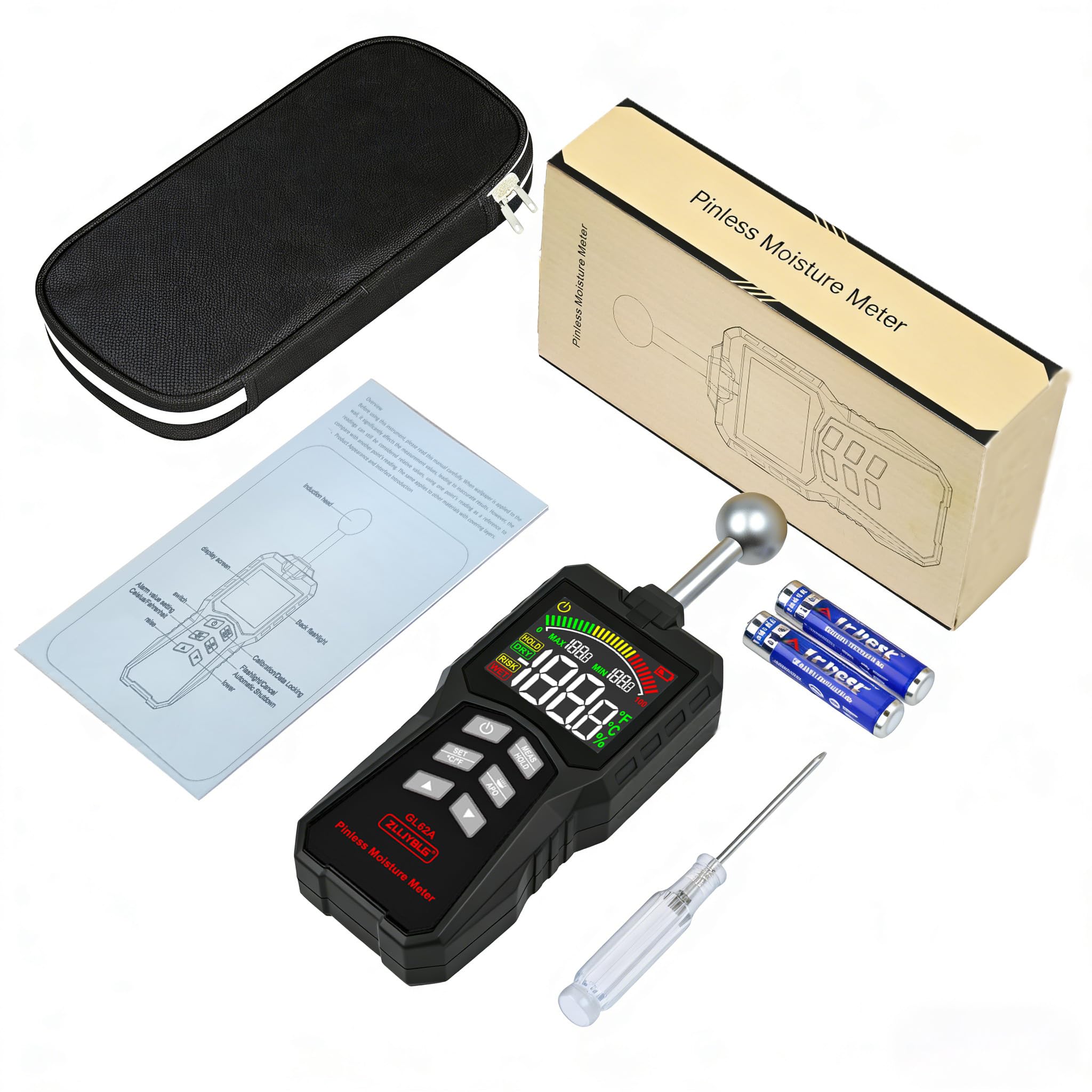 Pinless Moisture Meter - Detect Wood, Walls & Leaks -9