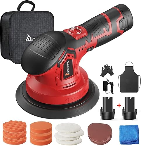 Pulidora inalámbrica para automóvil, con 2 baterías y almohadillas de pulido, pulidora de automóvil de 6 pulgadas para detalles de automóviles con 6