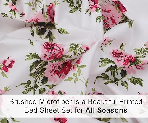 Miniatura 6 de Juego de sábanas tamaño matrimonial  4 sábanas y fundas de almohada impresas  Lujo de hotel, microfibra extra suave, sábanas refrescantes  Bolsillo