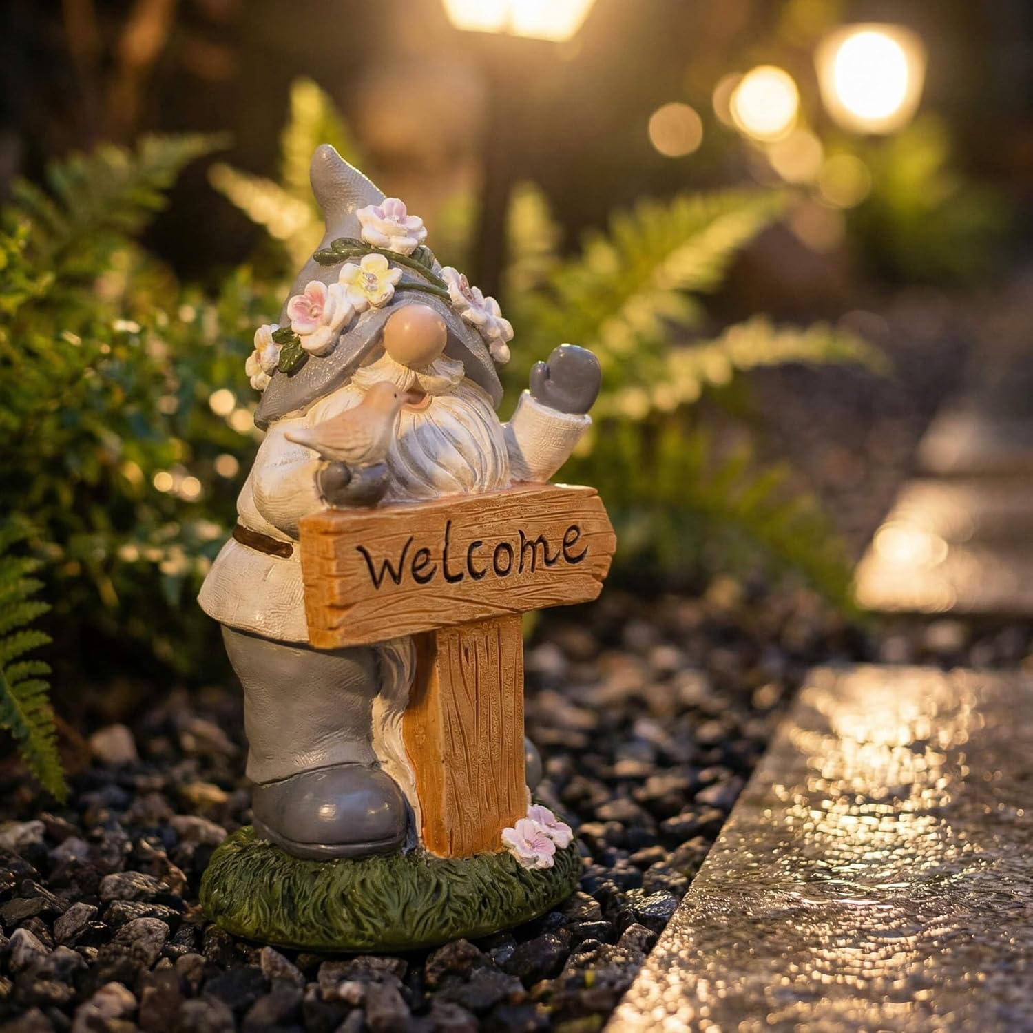 Welcome Gnome Statue with Card & Bird - Garden Gnome Figurine for Outdoors, Resin Lawn Decor - Perfect Outdoor Gnomes Decorations for Yard, Patio, Porch - Welcome Statue Gift for Garden Lovers - Image 6