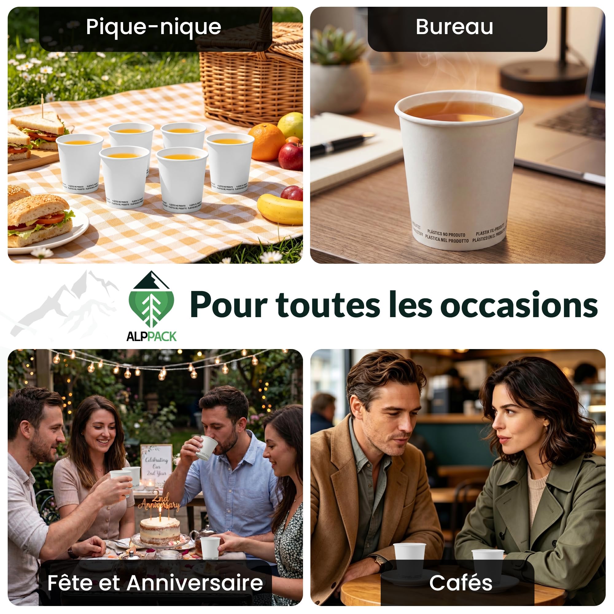 Lot de 2500 Gobelets Jetables en Carton Blanc 7 oz / 21 cl – Verres Jetables pour Eau, Café, Boissons Chaudes et Froides, Résistants à la Chaleur, Idéals pour Professionnels, Bureaux et Événements