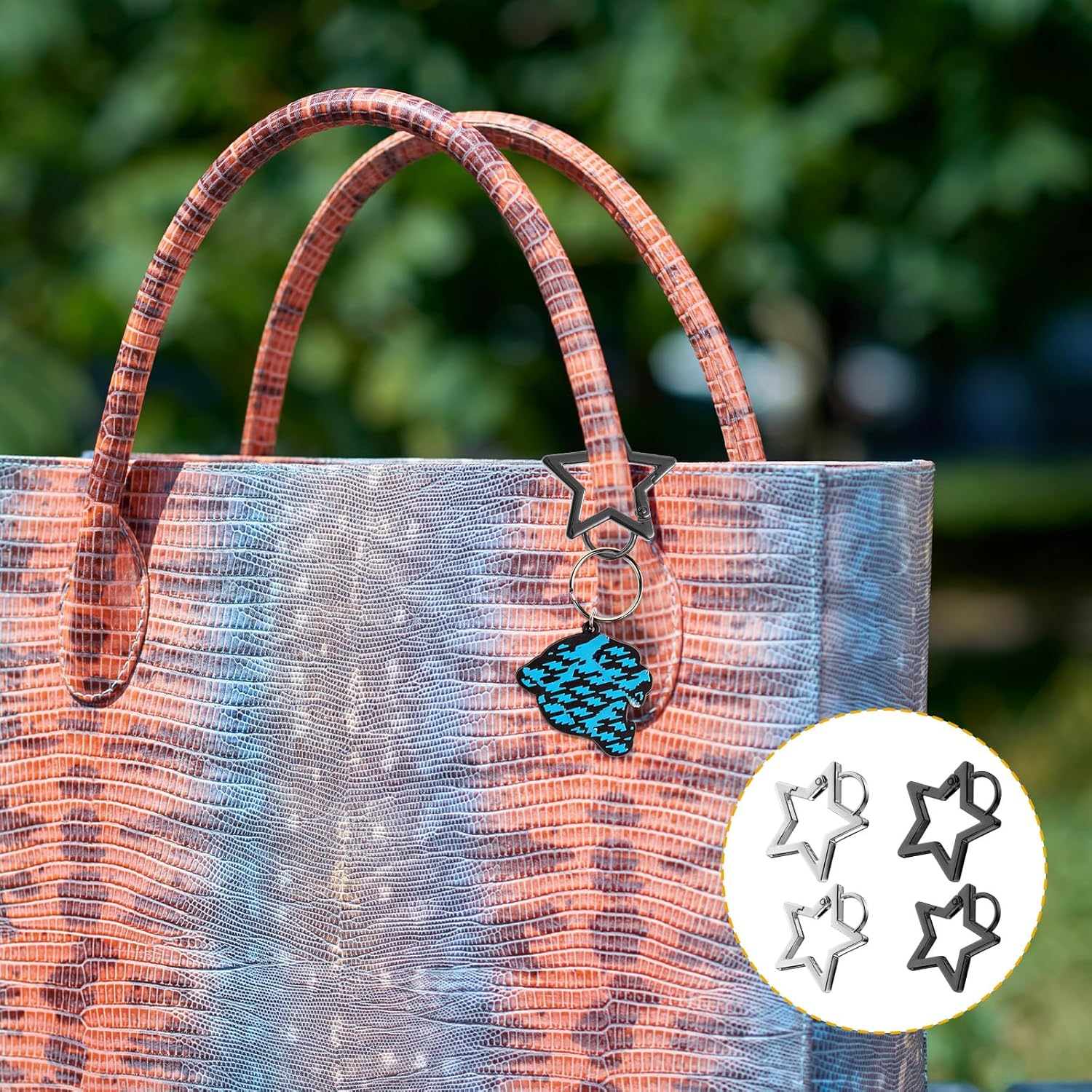 4PCS Star Carabiner, Cute Carabiner, Heavy Duty Zinc Alloy Star Shaped Keychain Clip, Stars Shaped Carabiners, Stars Keychain Clasp, Silver and Black Spring Snap Hook for Camping Hiking Fishing - Image 6