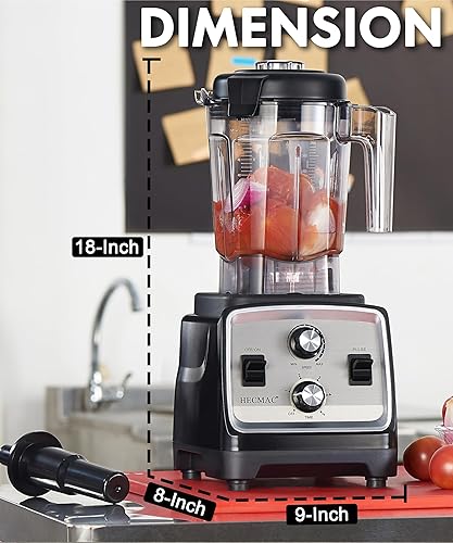 Miniatura 7 de HECMAC 3-Peak HP - Licuadora de 2200 W máxima1400 W, jarra sin BPA de 68 onzas, fácil de usar, autolimpiante, batidos, triturador de hielo, bebidas