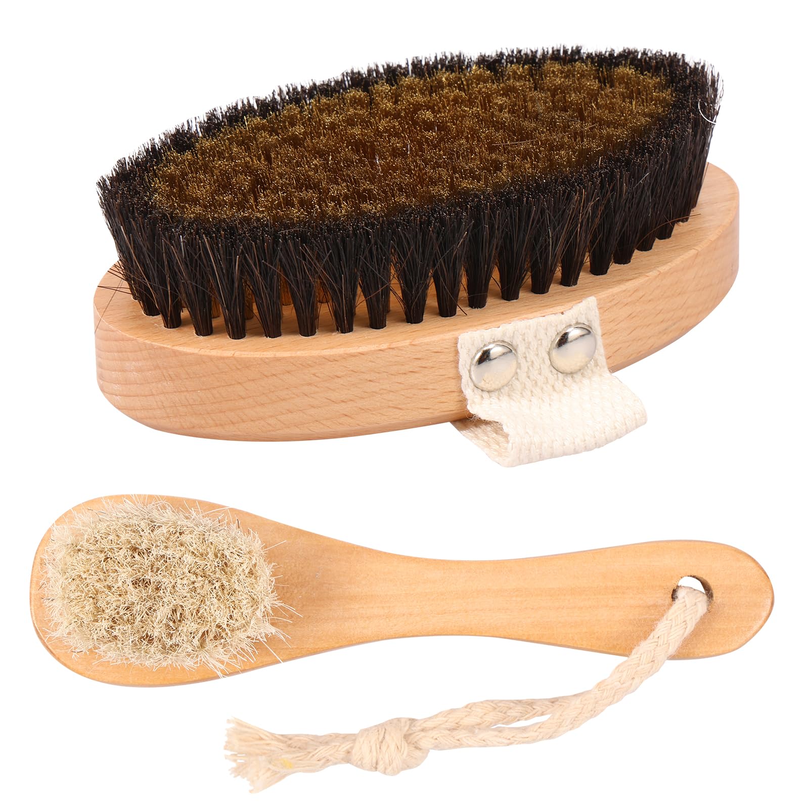 Spazzola a secco con setole naturali, filo di rame, spazzola per il corpo con cinghie, spazzola per massaggi a secco, per rimuovere la pelle morta, cellulite, migliora le funzioni linfatiche
