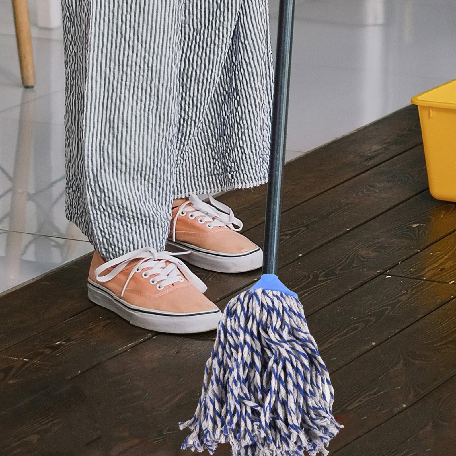 Healeved 4 Piezas Cepillos De Accesorios De Fregona De Limpieza Del Hogar Baño Trapeador a Vapor Recambio De Fregona Resistente Trapeador y Balde Reutilizable Manejar Fregar Mop El Plastico