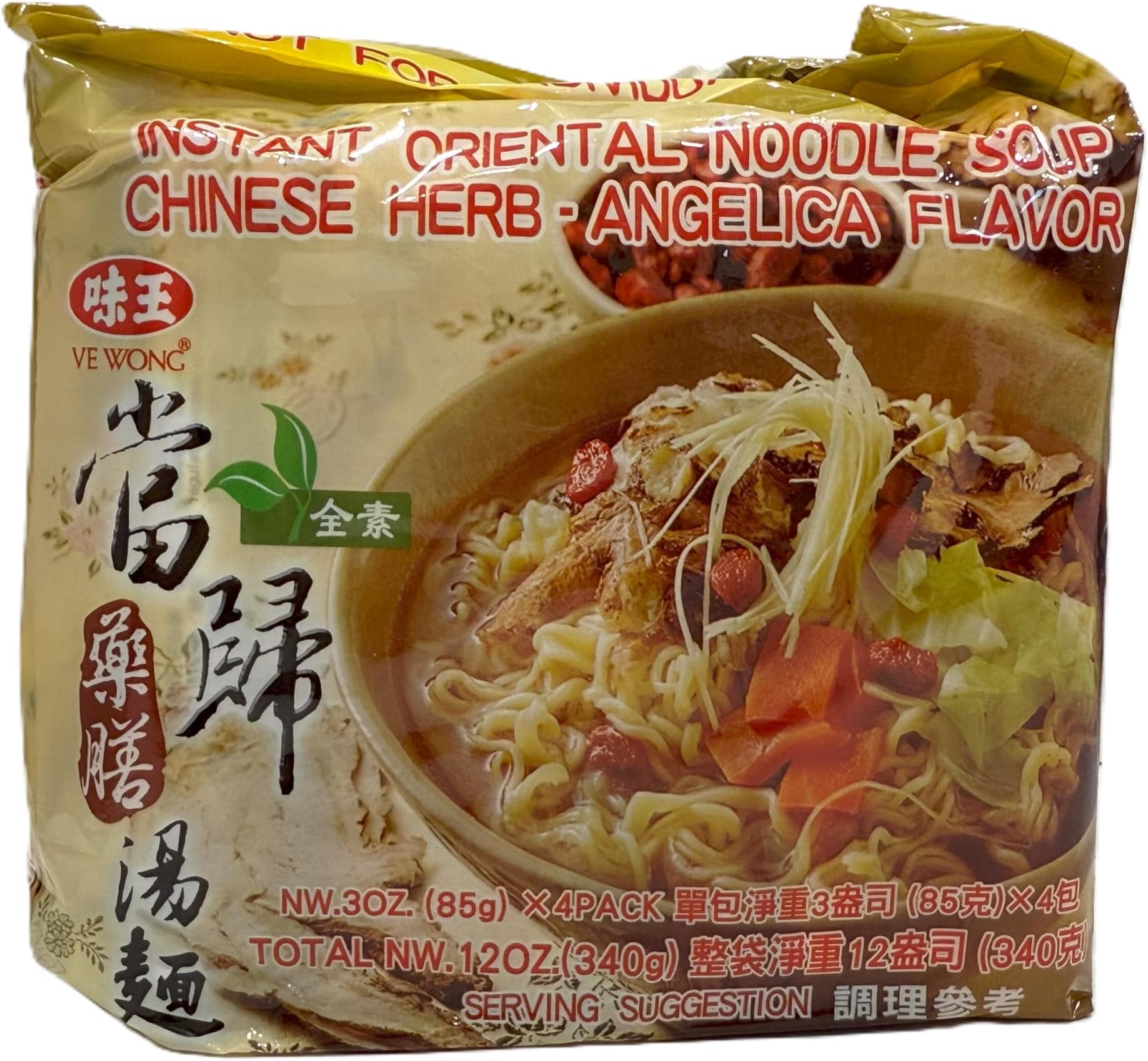 Ve Wong Instant Oriental Noodle Soup, Chinese Herb Flavor, 12 Ounce