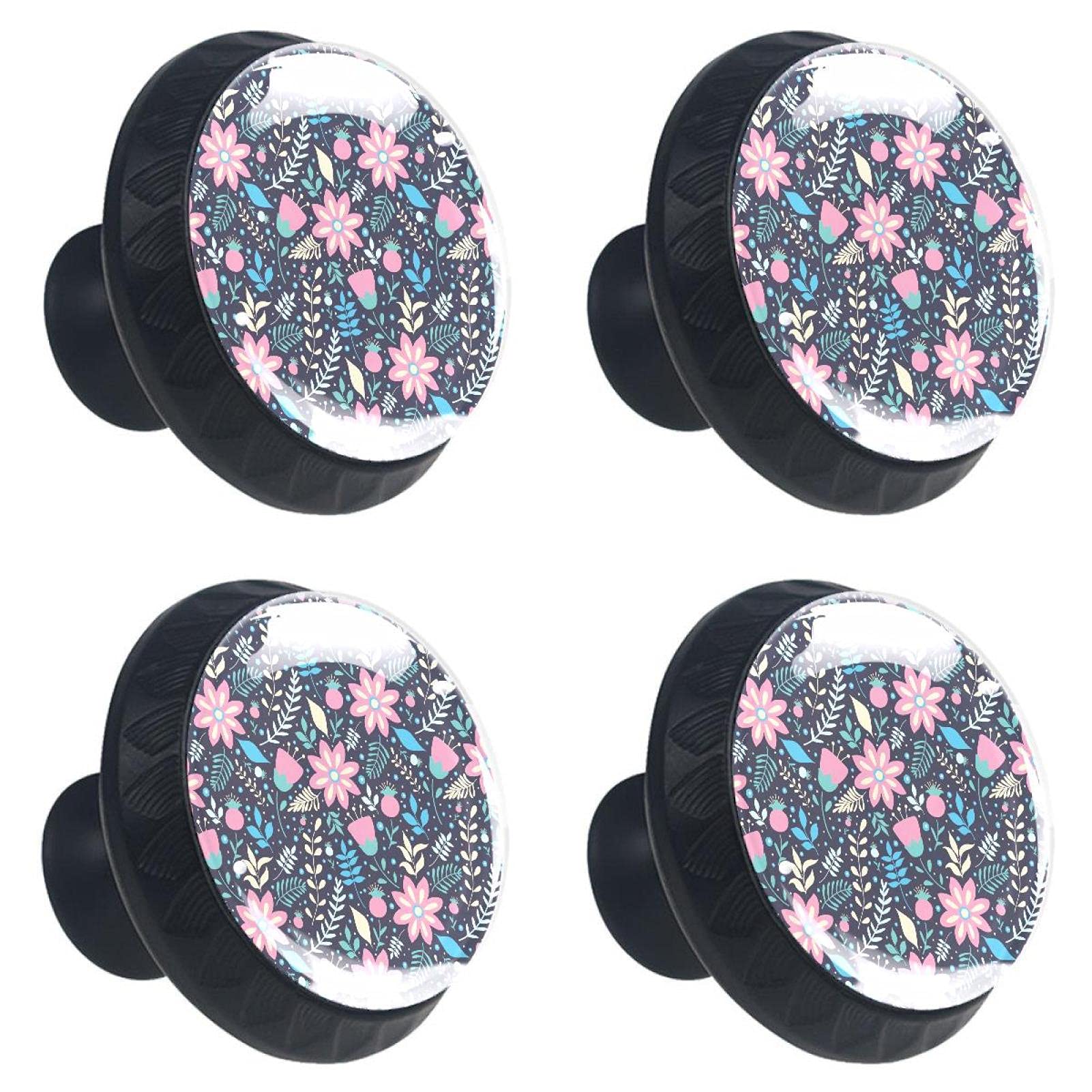 Boutons de porte en fleur x4 pour tiroir et armoire en bois