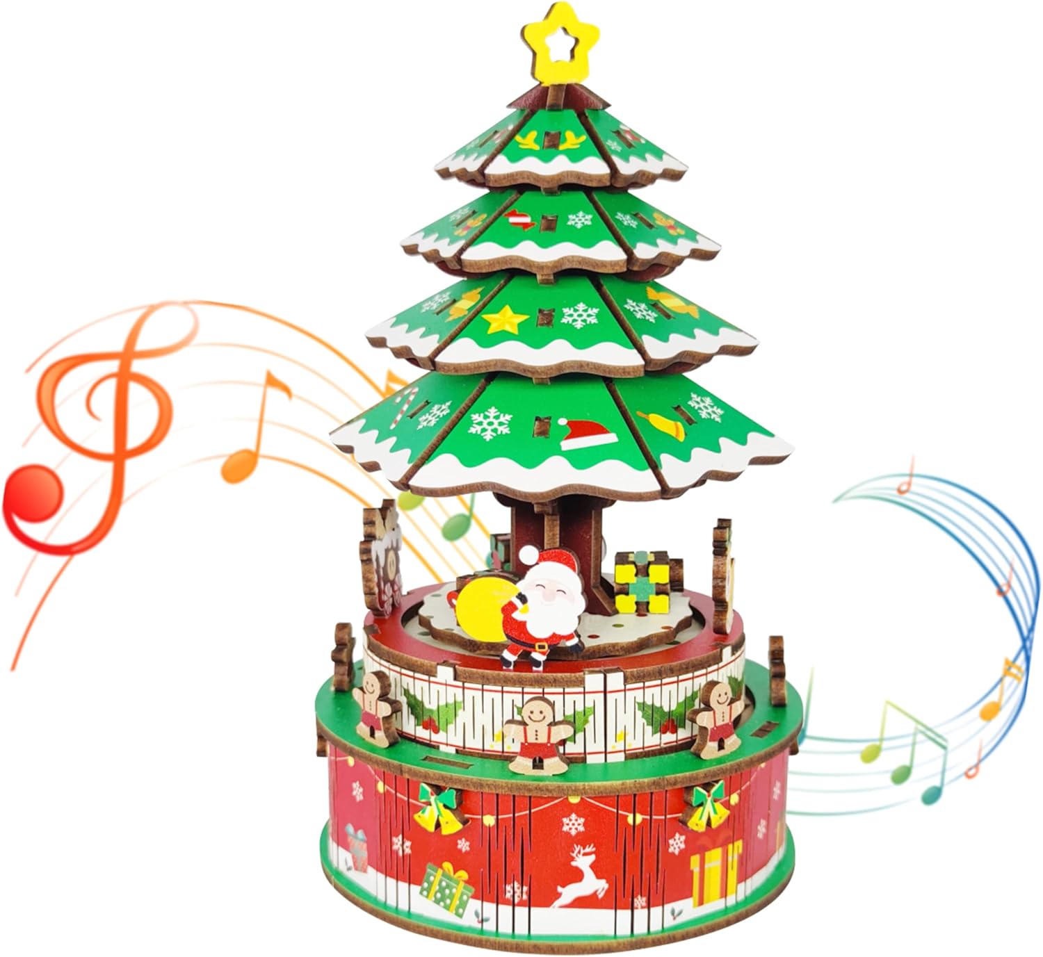 3D Puzzles for Adults Christmas Tree DIY Rotating Music Box Kit Mechanical Model Boys and Girls Birthday Gifts（Christmas Tree ）