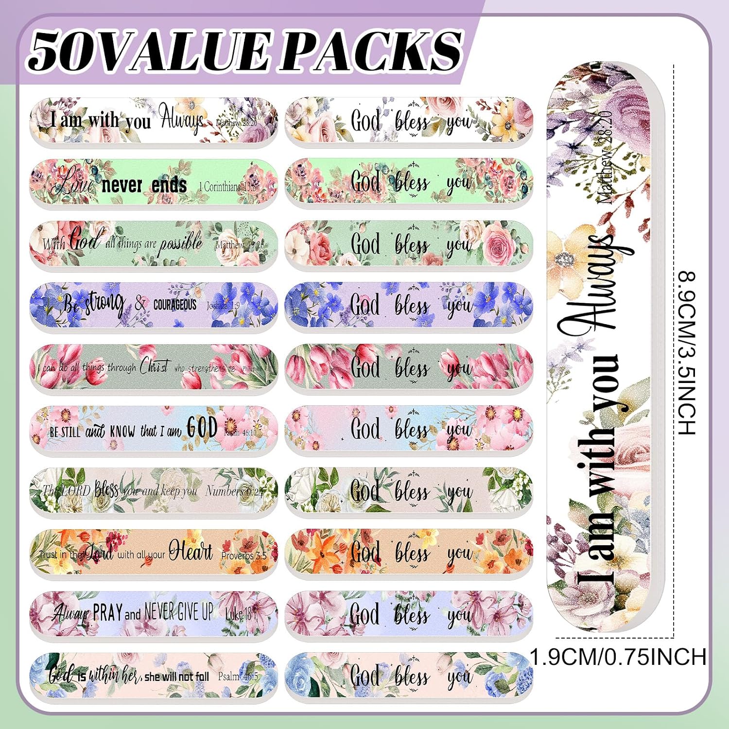 100 Christian Gifts for Women Bulk Floral Religious Nail Files