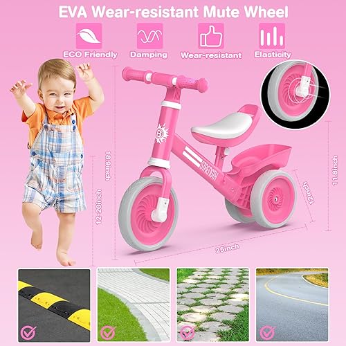 Miniatura 10 de Bakeling Bicicleta de equilibrio  Bicicleta para niños pequeños triciclos rosa para niños de 2 a 4 años bicicleta de equilibrio para bebés bicicleta