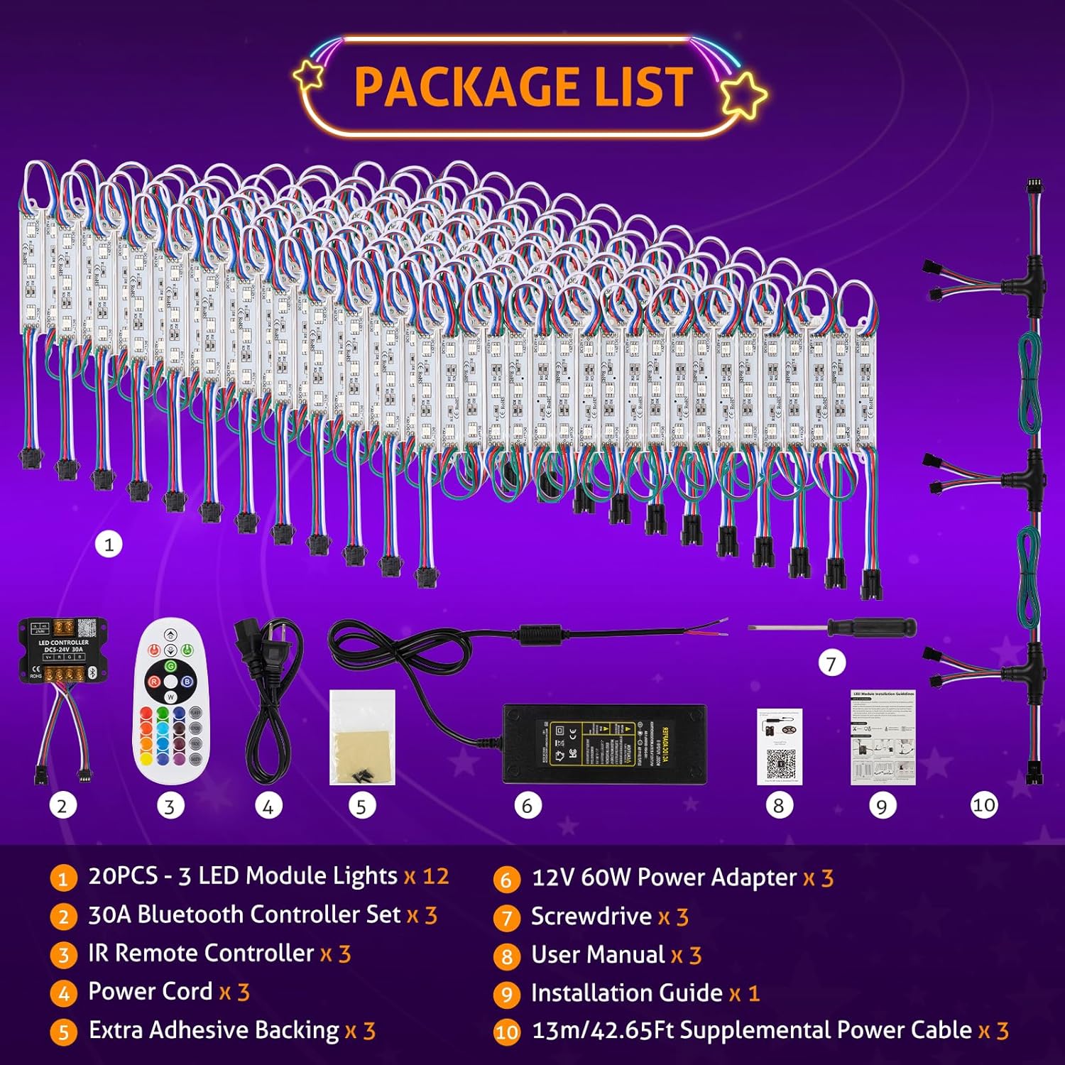 WICHEMI Storefront LED Lights for Business Bluetooth APP Control 120ft 240PCS 5050 SMD RGB 3 LED Strip Lights with Supplemental Power Cable Super Bright Window Lights for Store Advertising Decor