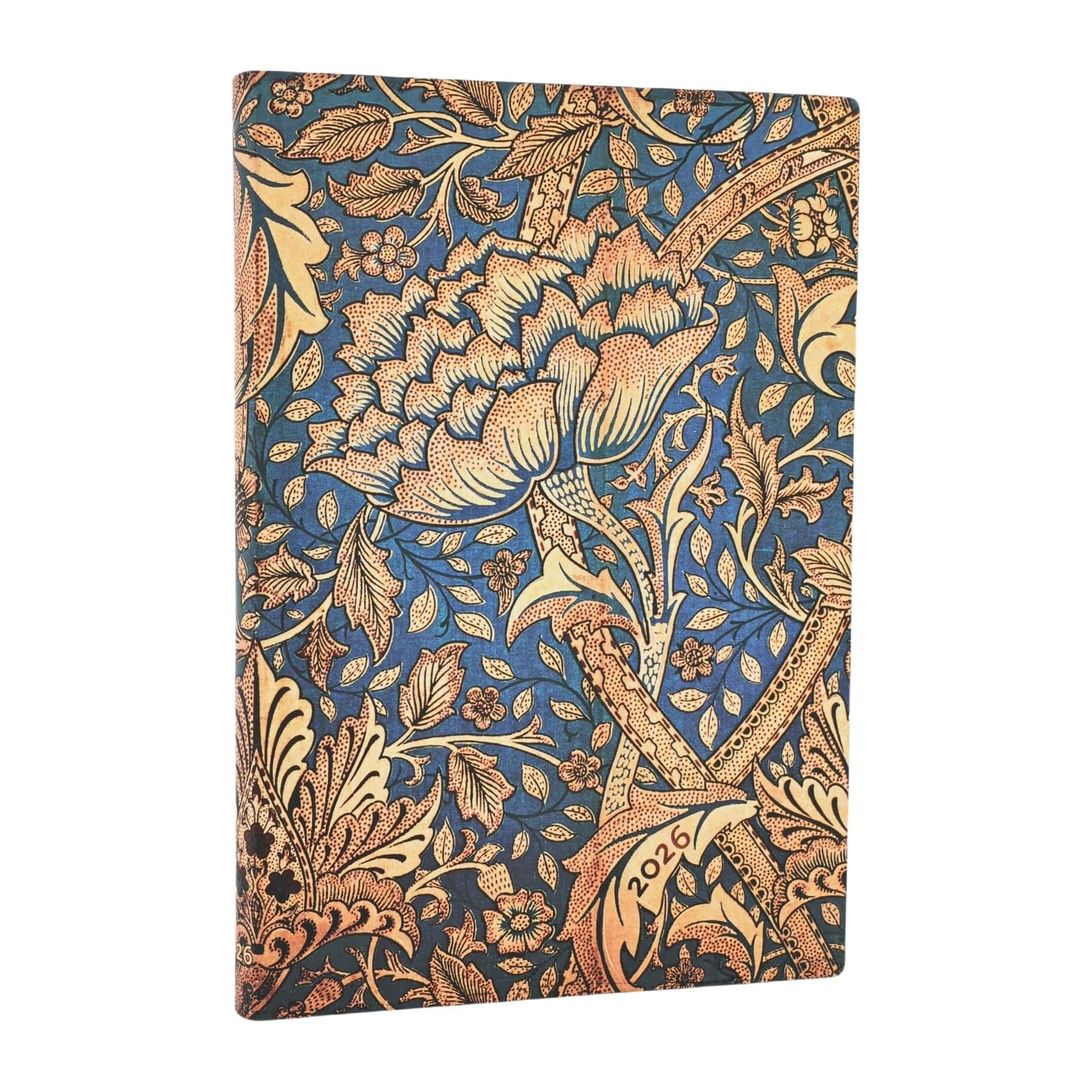 2026 Morris Windrush (William Morris) Midi 12-month Vertical Softcover Flexi Dayplanner 2026 (Elastic Band Closure)