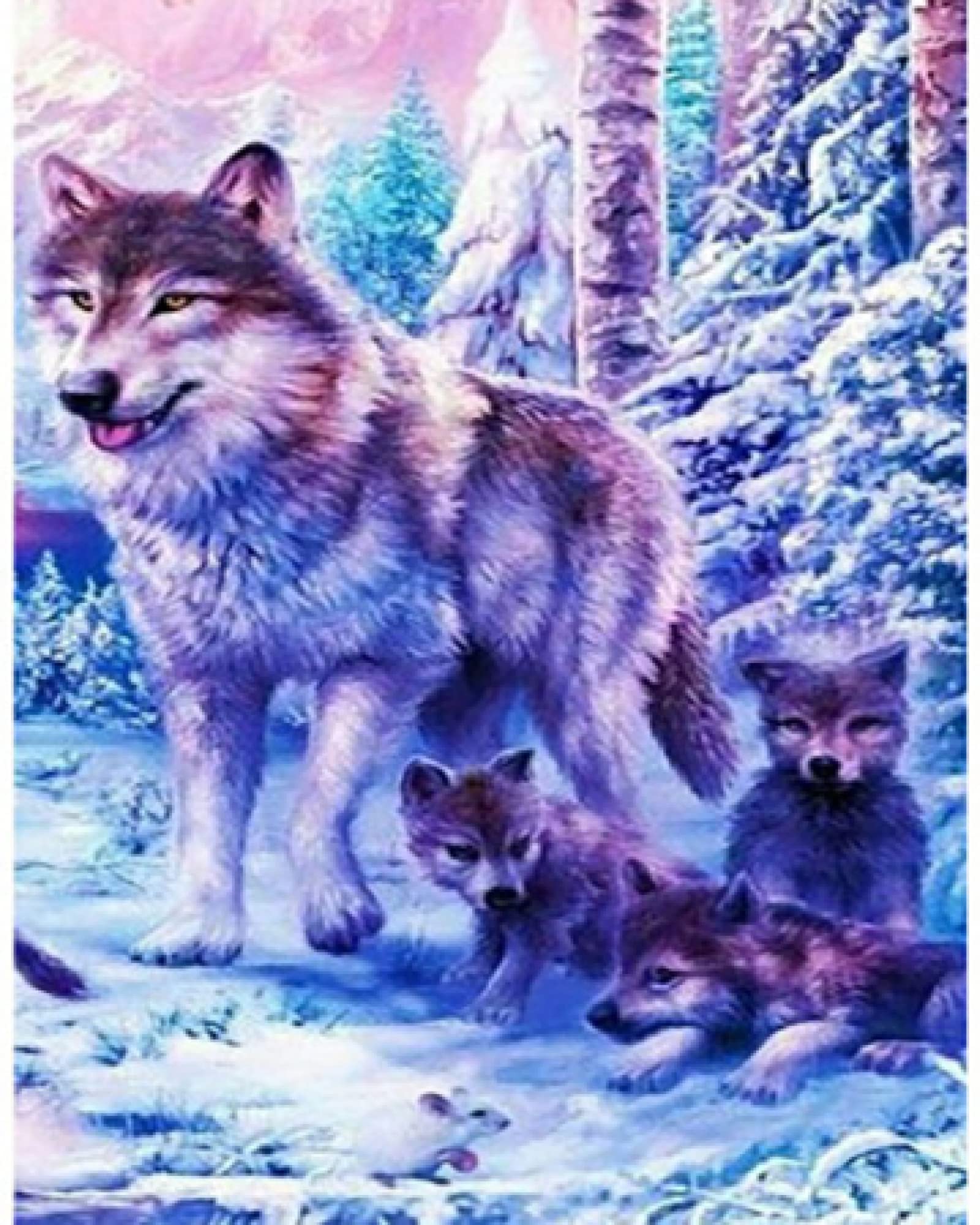 Kit point de croix loup pré-imprimé idée cadeau de Noël