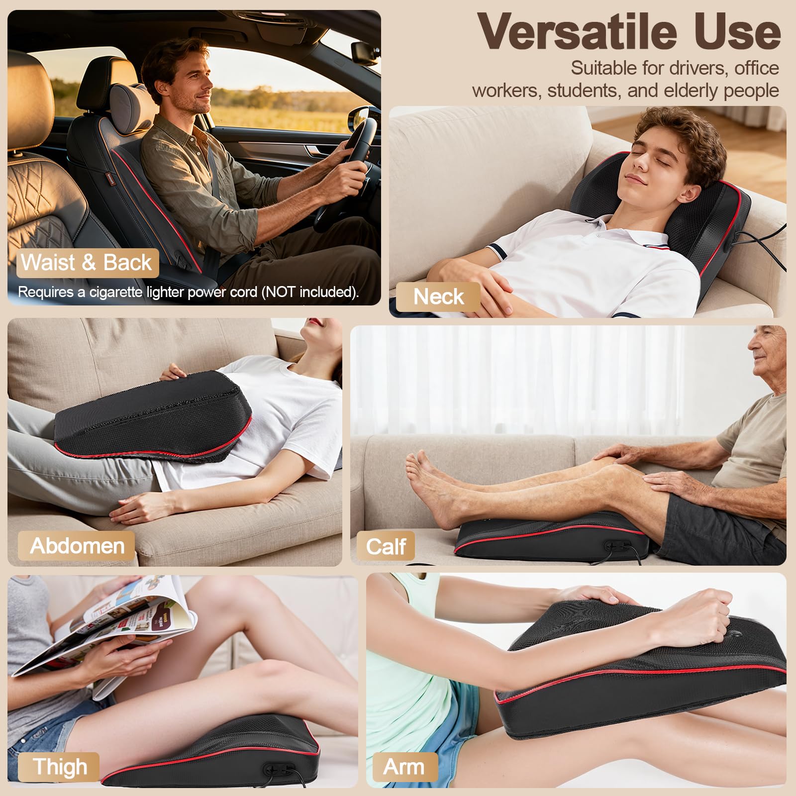 Rückenmassagegerät mit 16 Shiatsu-Massageköpfen & Wärme, Massagegerät, Nackenmassagegerät, Massagekissen für Schulter, Rücken, Beine, Geschenke für Männer Frauen
