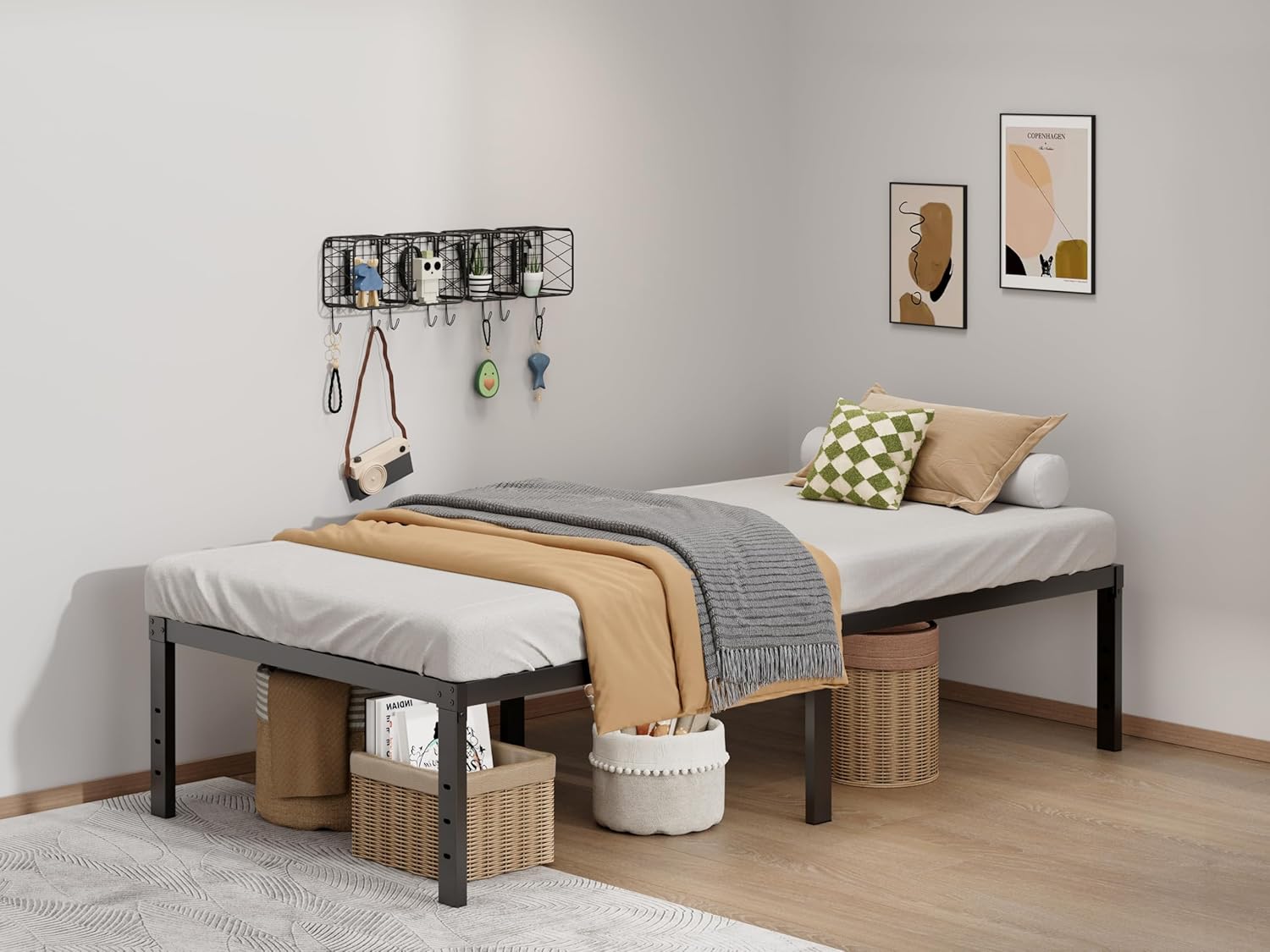 Metal Bed Frame Twin XL Size - 16 Inch Heavy-Duty Twin XL Platform Bed Frame No Box Spring Needed, Easy Assembly, Noise-Free, Sturdy Mattress Foundation, Underbed Storage Space Twin XL 16 Inch