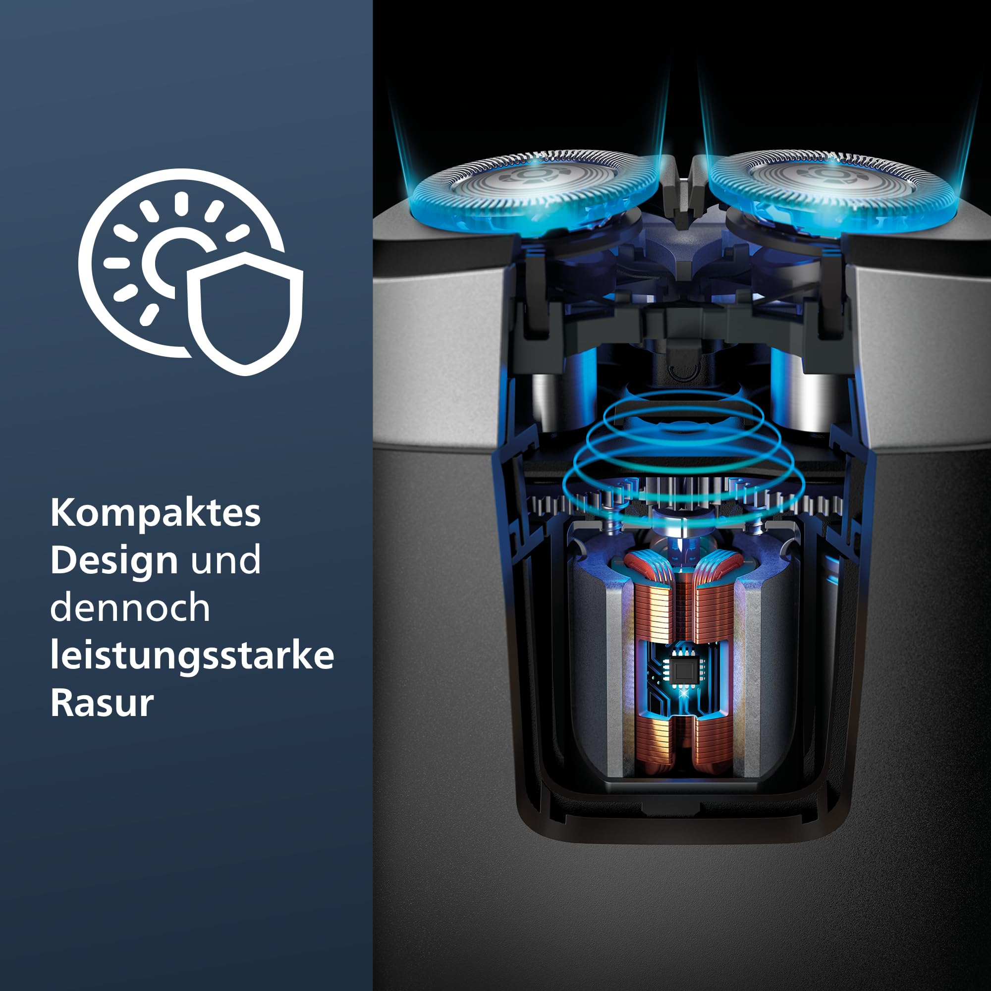 PHILIPS Mini Rasierer für Herren, elektrischer Nass- und Trockenrasierer für unterwegs, ComfortCut-Klingensystem, 3D-Schwimmköpfe, kompaktes Design, leistungsstarker Akku, Modell PQ888/06