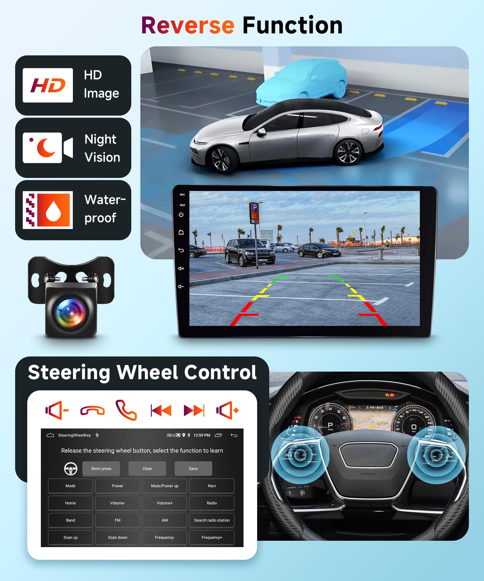 【2+64G】 Hodozzy Carplay Android Auto Autoradio pour Peugeot 407 2004-2011,9 Pouce Touchsreen Bluetooth Poste Radio Voiture avec GPS/WiFi/RDS/FM/USB+Camera de Recul