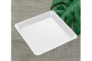 White Square Plastic Trays 12x12 | Heavy Duty Clear Plastic Party Serving...