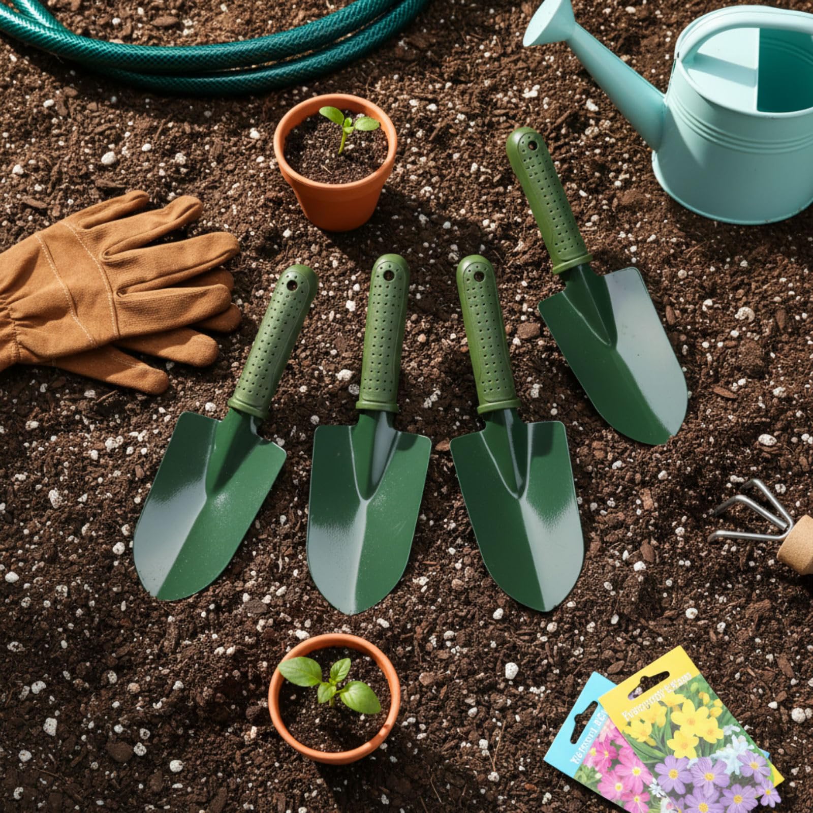 Yaocom 24 pala da giardino con manico in plastica, antiscivolo, per prato, cortile, casa, fattoria