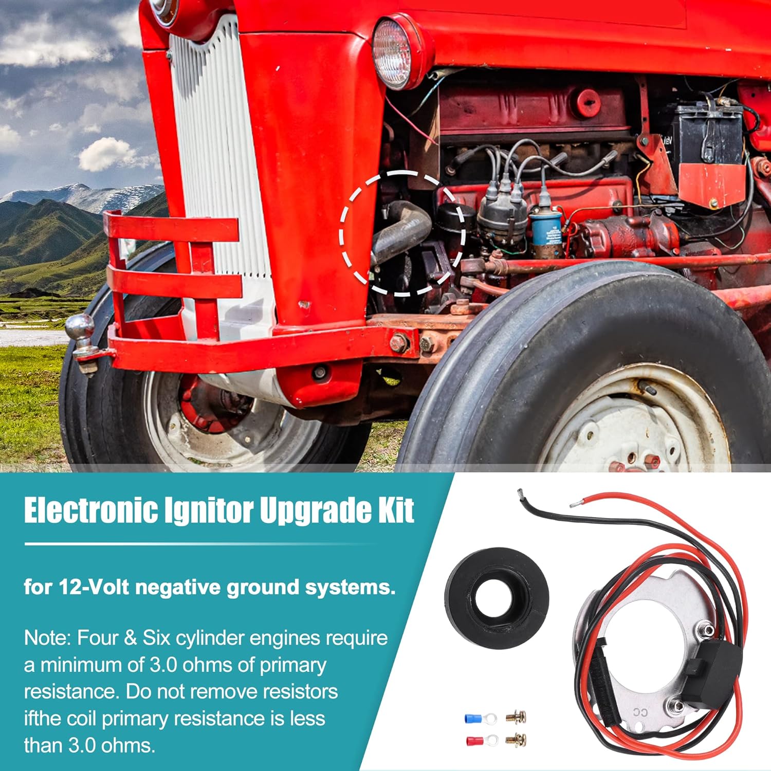 X AUTOHAUX 1244A Electronic Ignition Kit for 12 Volt Negative Ground Systems Points-to-Electronic Kit