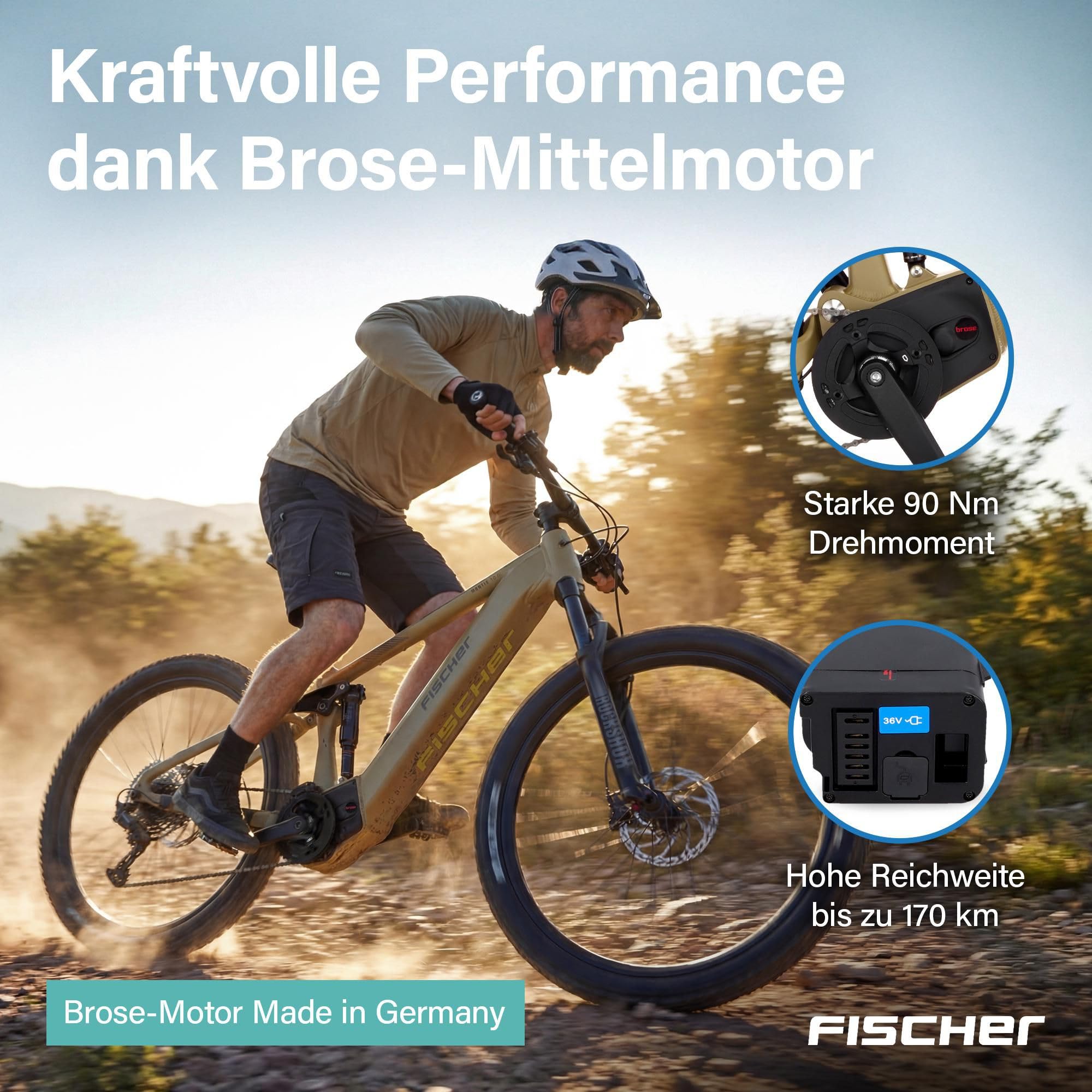 Fischer E-Bike MTB Montis 10.0i Ultimate Elektrofahrrad für Damen und Herren, RH 46, Mittelmotor 90 Nm, 36 V Akku