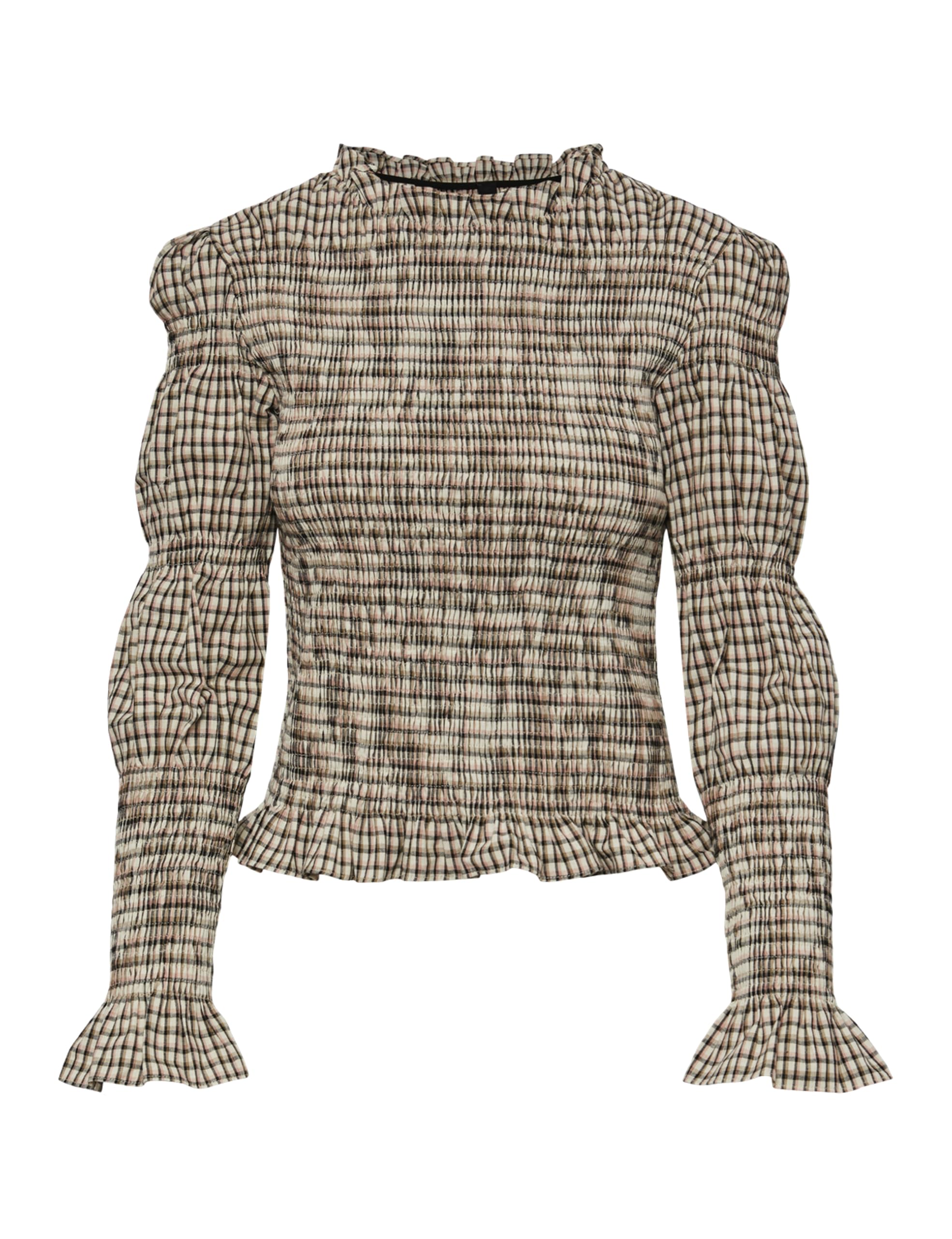 YAS Women's Yaschemma Ls Smock Top Noos, Eggnog/Detail:Checks, S