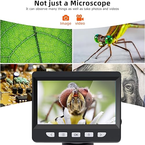 Miniatura 3 de Koolertron Microscopio digital IPS de 4.3 pulgadas, 1080P 50-1000X con aumento de cámara de mano grabadora de video con tarjeta TF de 1.13 oz, 8