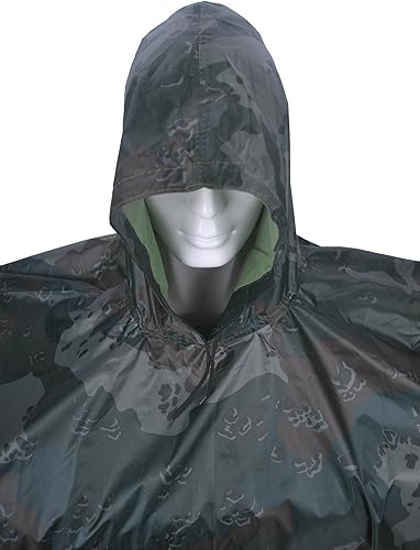 Miniatura 5 de LOOGU Poncho de lluvia impermeable con capucha, abrigo de lluvia multiusos de camuflaje para caza, camping, senderismo