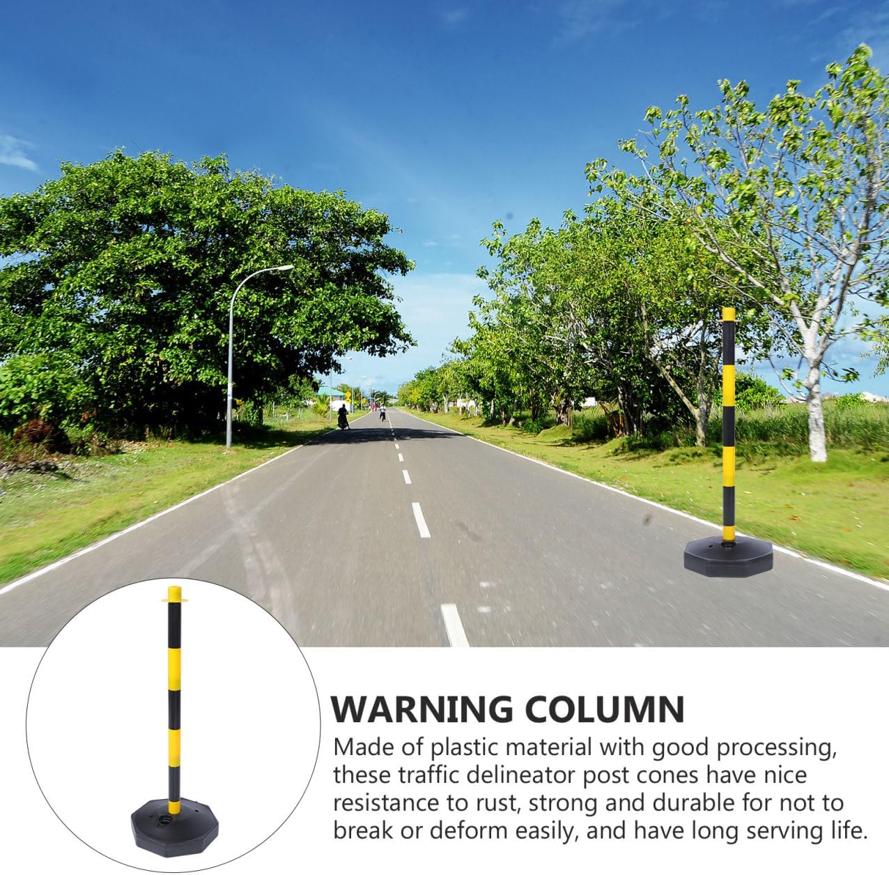 USHOBE Bollard Road Delineator Post Garage Parking Aid Car Sign Caution Cones Traffic Barricade Cone Road Barrier Plastic Traffic Cones Movable Fixed Column Steel Traffic Column