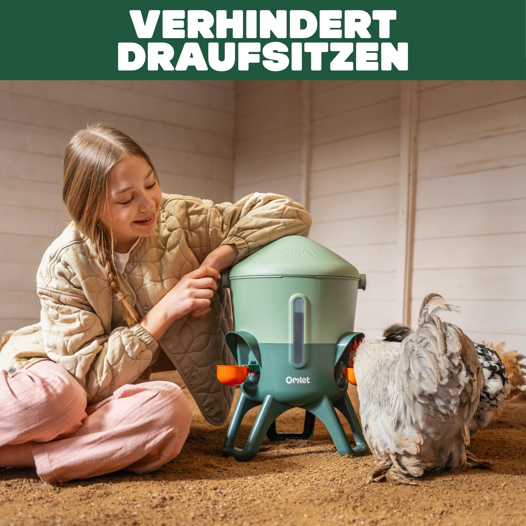 Omlet Isolierter Wasserspender für Hühner 5,5 Liter | Automatische Geflügeltränke für Hühner | Sauberes Trinkwasser | BPA-frei | Anti-Sitzkuppel | Schalen und Trinknippel inbegriffen | Salbeigrün