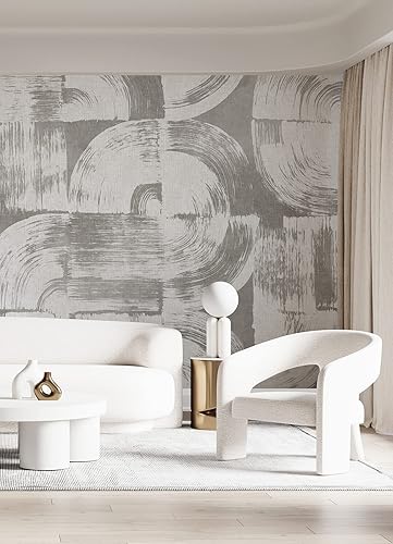 Miniatura 8 de REMIX Walls by Katie Hunt Brewster Home Fashions Brushstrokes Dove Grey Mural de pared