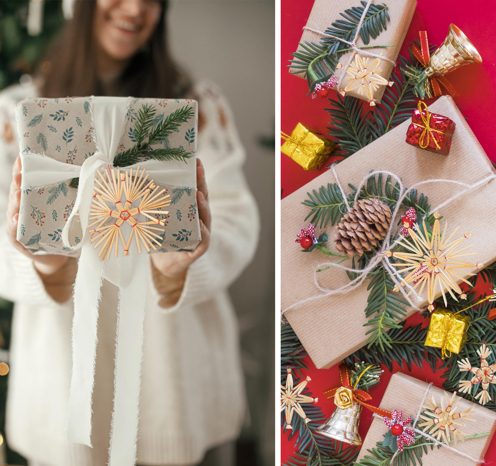 Strosterren kerstboomversiering 10-11cm 12 st