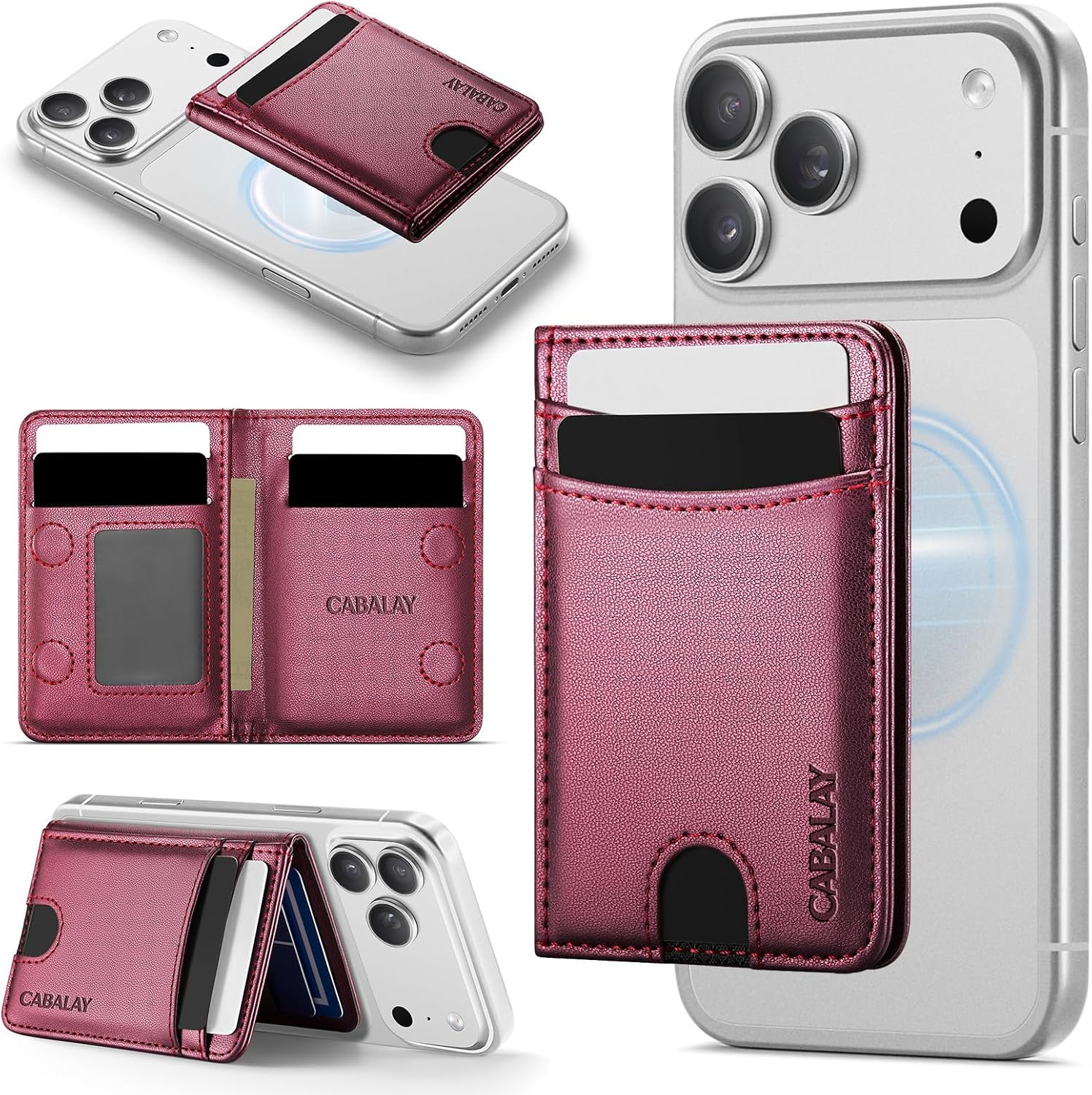 for MagSafe Wallet, Magnetic Phone Wallet RFID Blocking, 6 Cards Holder with Cash Slot,Compatible with Magsafe Phones and Cases for iPhone 17/16/15/14/13/12Pro/Max/Plus
