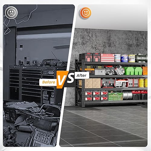 Vista 19 de heycode Estantes de almacenamiento de garaje resistentes, estantería de metal ajustable de 3 niveles con ruedas, estante de utilidad para garaje