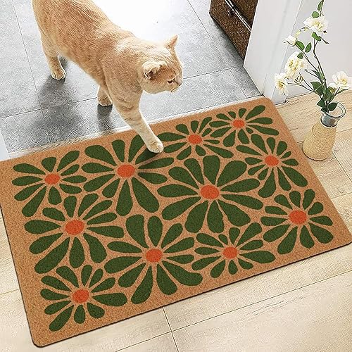 Miniatura 2 de Tapete bohemio retro floral de bienvenida para exteriores, bonito tapete antideslizante para entrada exterior, decoración del hogar (17 x 30