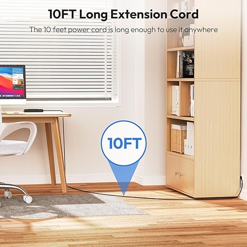 Miniatura 5 de NTONPOWER 4000J - Regleta protectora de sobretensiones de 10 pies, cable de extensión largo con 12 tomas de corriente y 4 puertos USB (2 USB C),